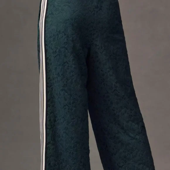 Maeve Dark Green Lace Track Pants - Picture 3 of 6